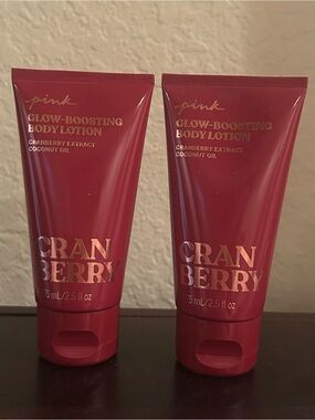 2 Victoria’s Secret Pink Glow Boosting Body Lotion Cranberry 2.5 oz
